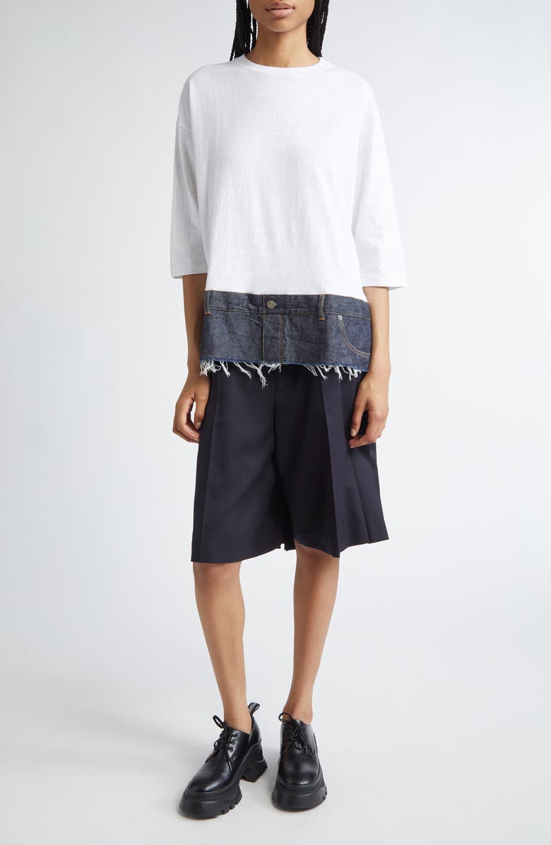 Undercover Raw Denim Hem Cotton Top, Alternate, color, 