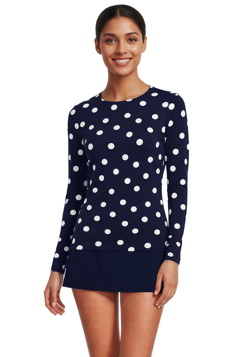 SunShade UPF 50 Long Sleeve Relaxed Rash Guard, Main, color, Lake Blue Geo Floral