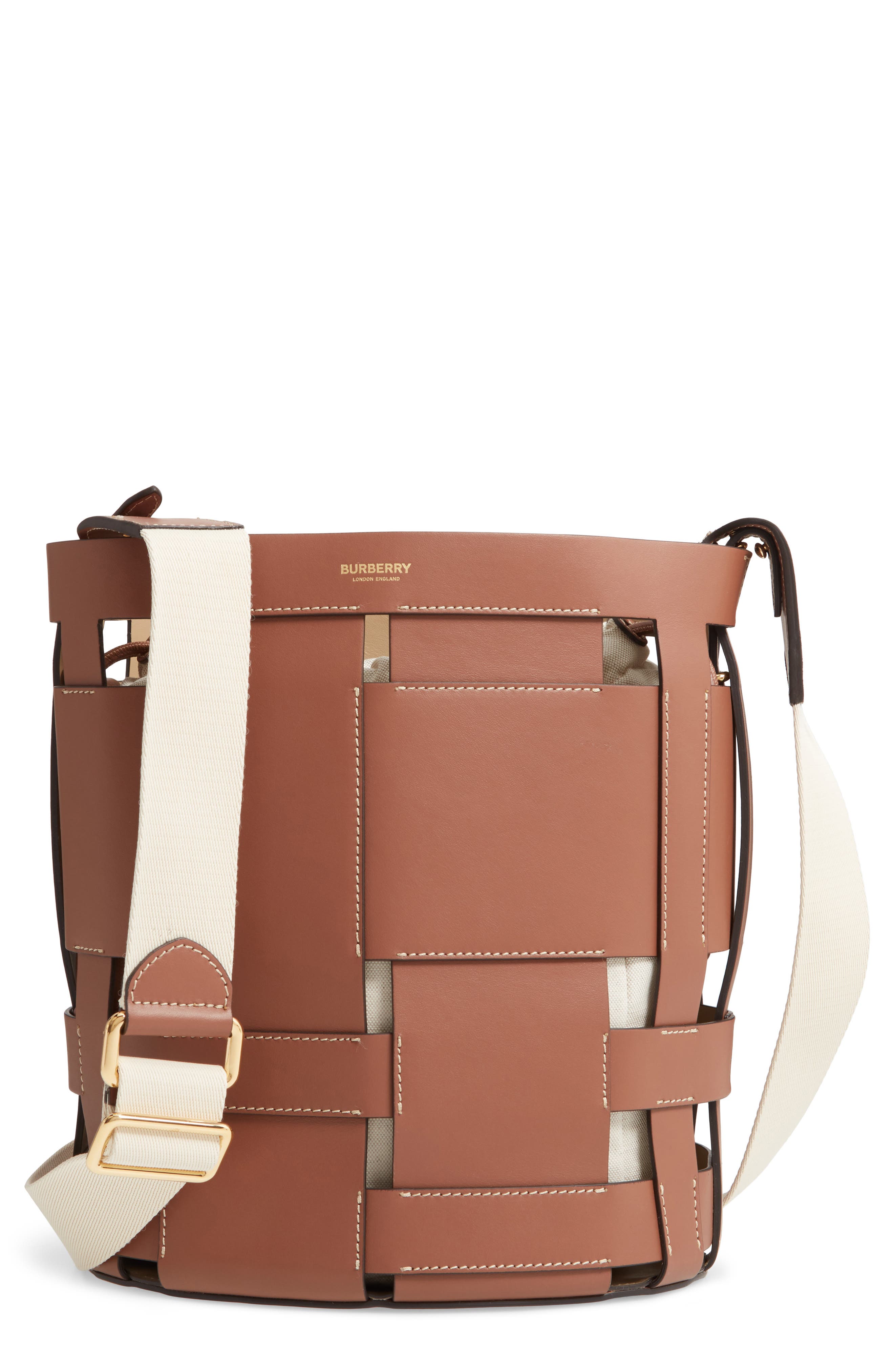 Burberry Small Foster Leather Bucket Bag, Main, color, 