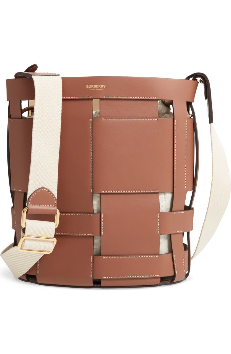 Burberry Small Foster Leather Bucket Bag, Main, color,