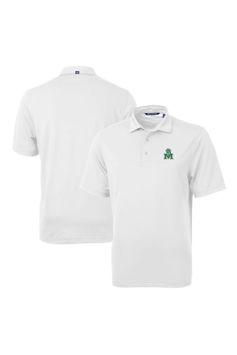 Men's Cutter & Buck White Marshall Thundering Herd Team Big & Tall Virtue Eco Pique Recycled Polo, Main, color, White