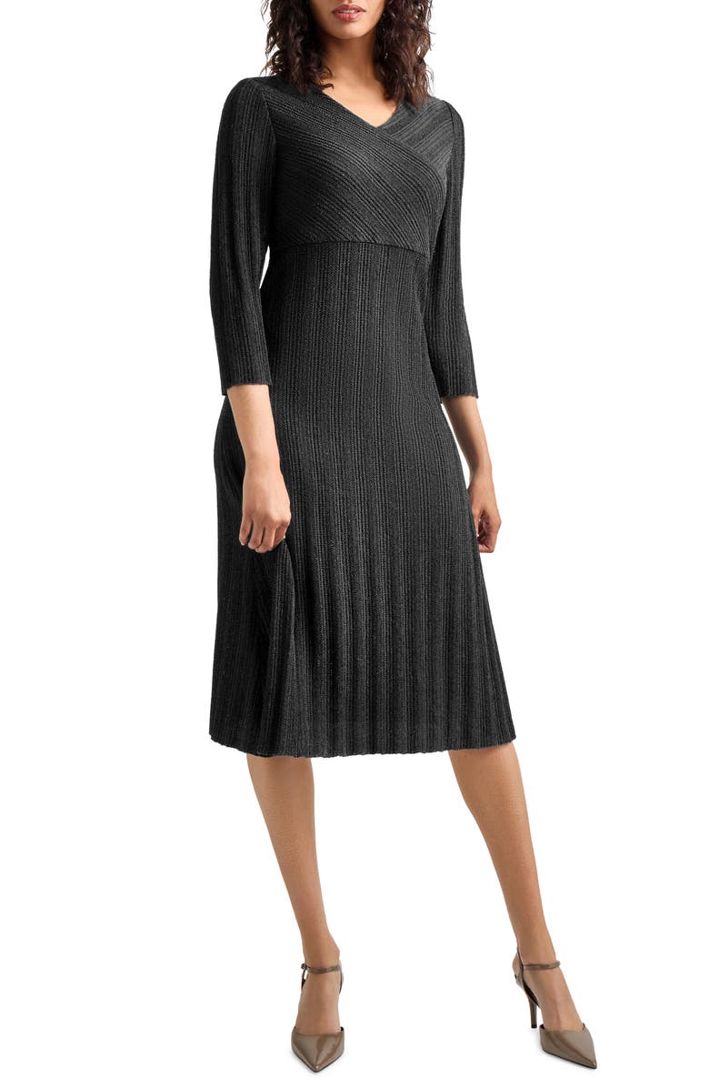 Misook Textural Stripe Midi Sweater Dress, Main, color, 