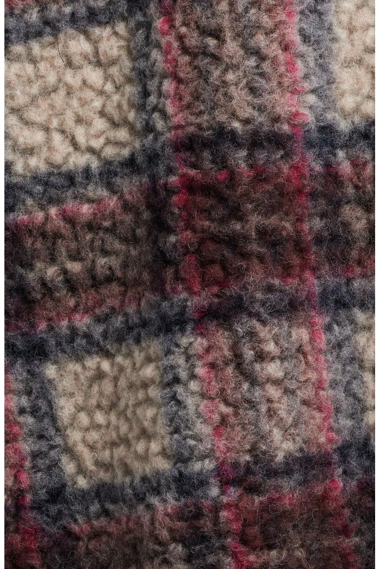 Sana Quilted Plaid Fleece Bomber Jacket, Alternate, color, POMEGRANATE COMBO