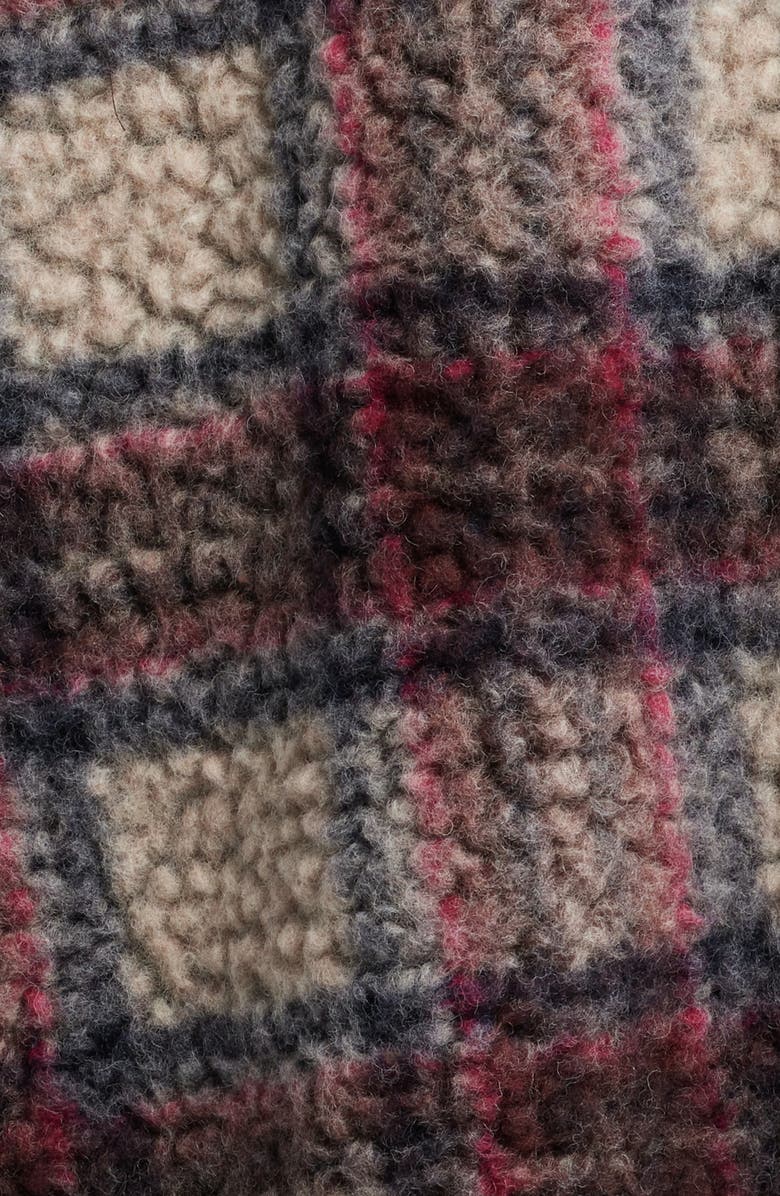 Free People Sana Quilted Plaid Fleece Bomber Jacket, Alternate, color, Pomegranate Combo