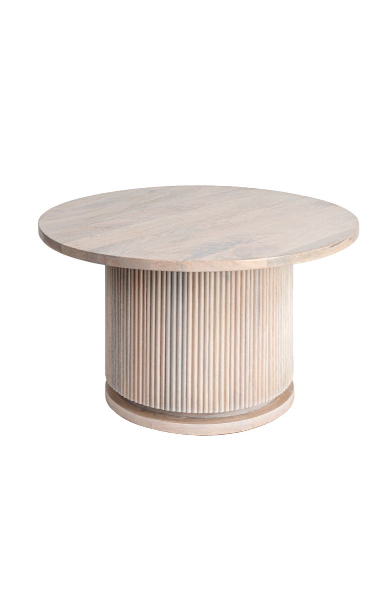 Olive Grove Round Pedestal Coffee Table with Ribbed Base, Main, color, Natural