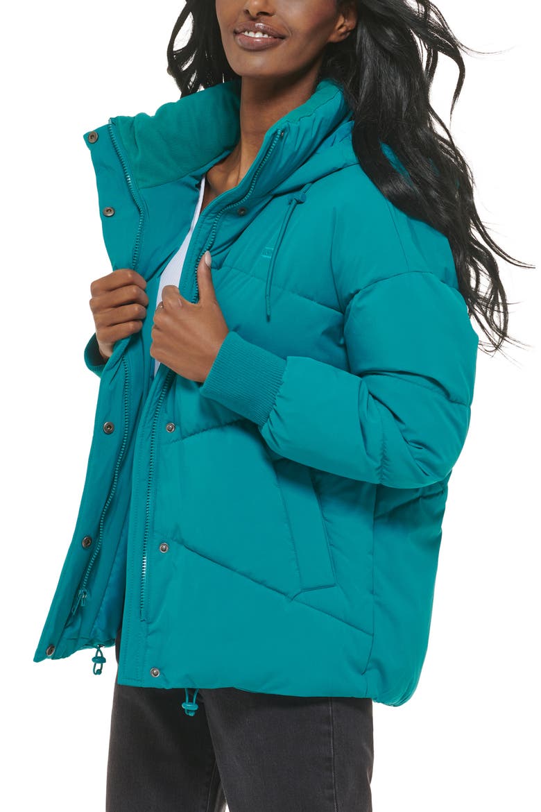 Quilted Puffer Jacket, Alternate, color, TEAL
