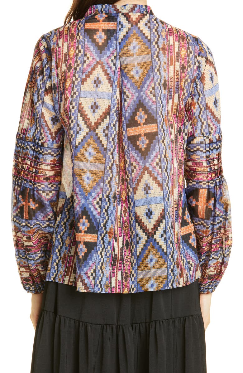 KOBI HALPERIN Melody Print Pintuck Cotton Blouse, Alternate, color,
