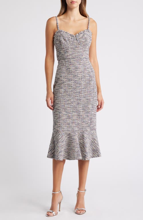 Hutch Ruffle Tweed Midi Dress in Multicolor Stitch Tweed 