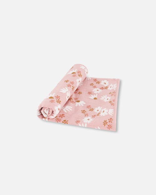 Deux Par Deux Baby Girl's Printed Muslin Blanket Pink And White Flowers In Pink And White Flowers