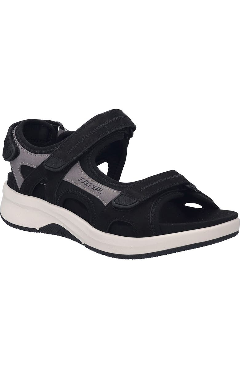 Josef Seibel Estelle 02 Platform Wedge Sandal, Main, color, Black Gray