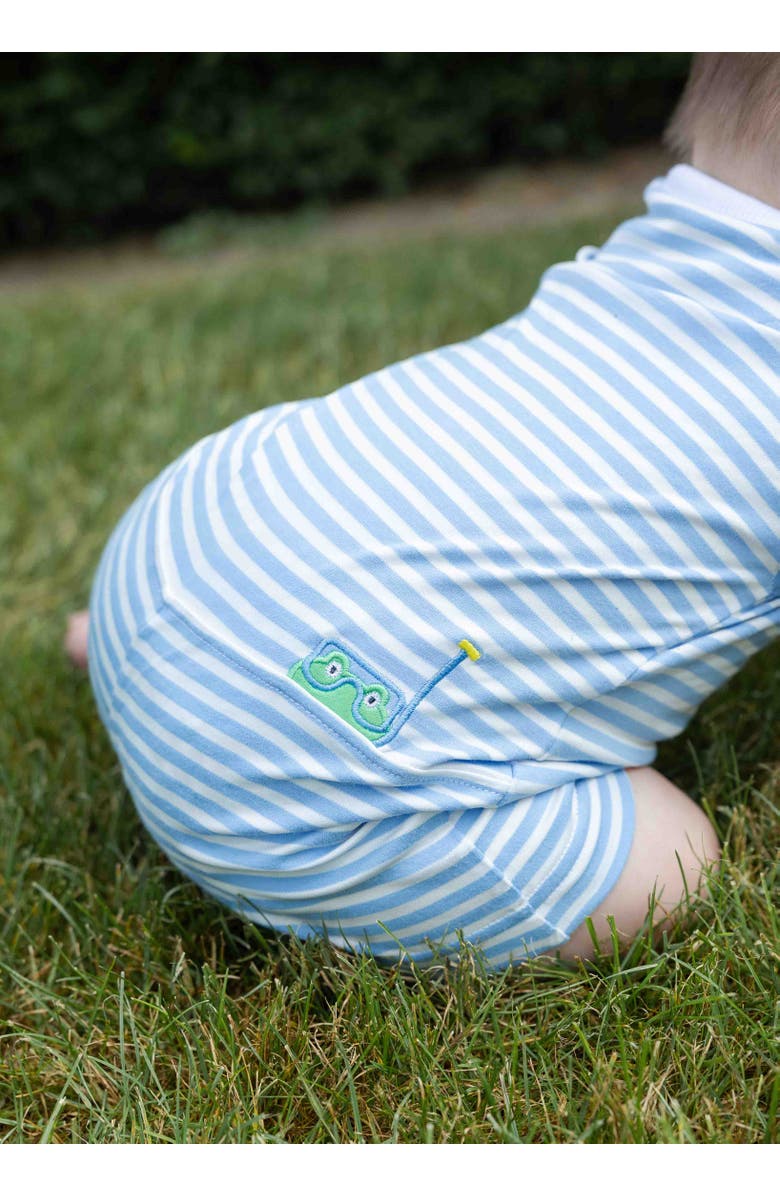 Florence Eiseman Stripe Knit Shortall With Frog, Alternate, color, Light Blue / White