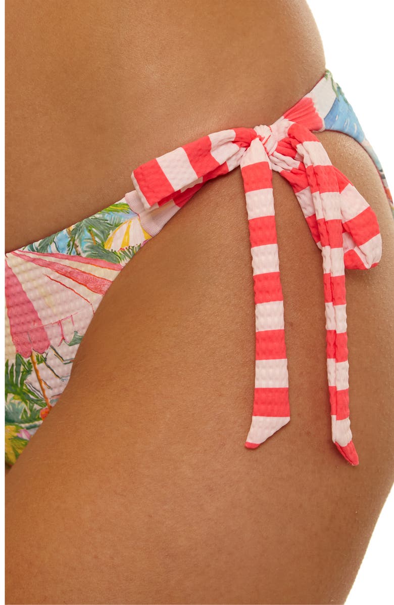 Becca Miami Beach Side Tie Bikini Bottoms, Alternate, color, Coral Multi