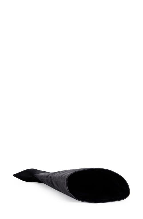 Azalea Wang Halina Snakeskin Embossed Thigh High Boot In Black