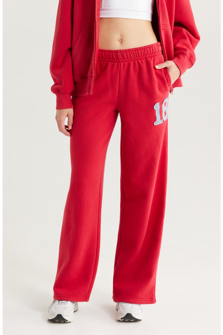 Denim 18 Appliqué Baggy Sweatpants, Main, color, RED