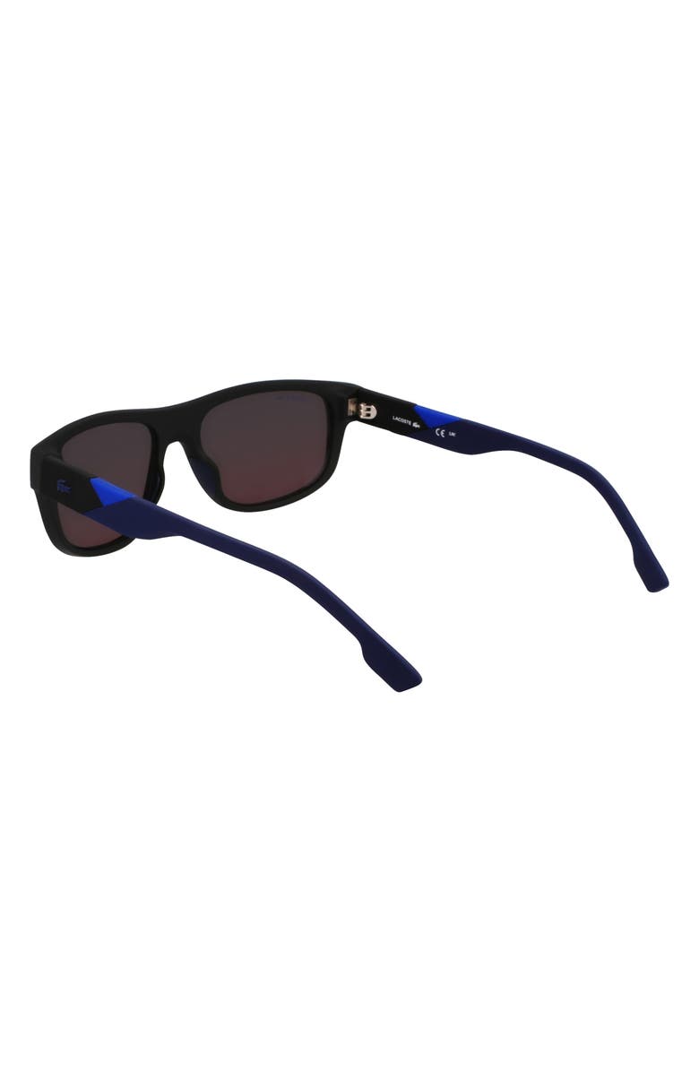 Lacoste L6042S 55mm Rectangular Sunglasses, Alternate, color, Matte Black/ Multicolor Mirror