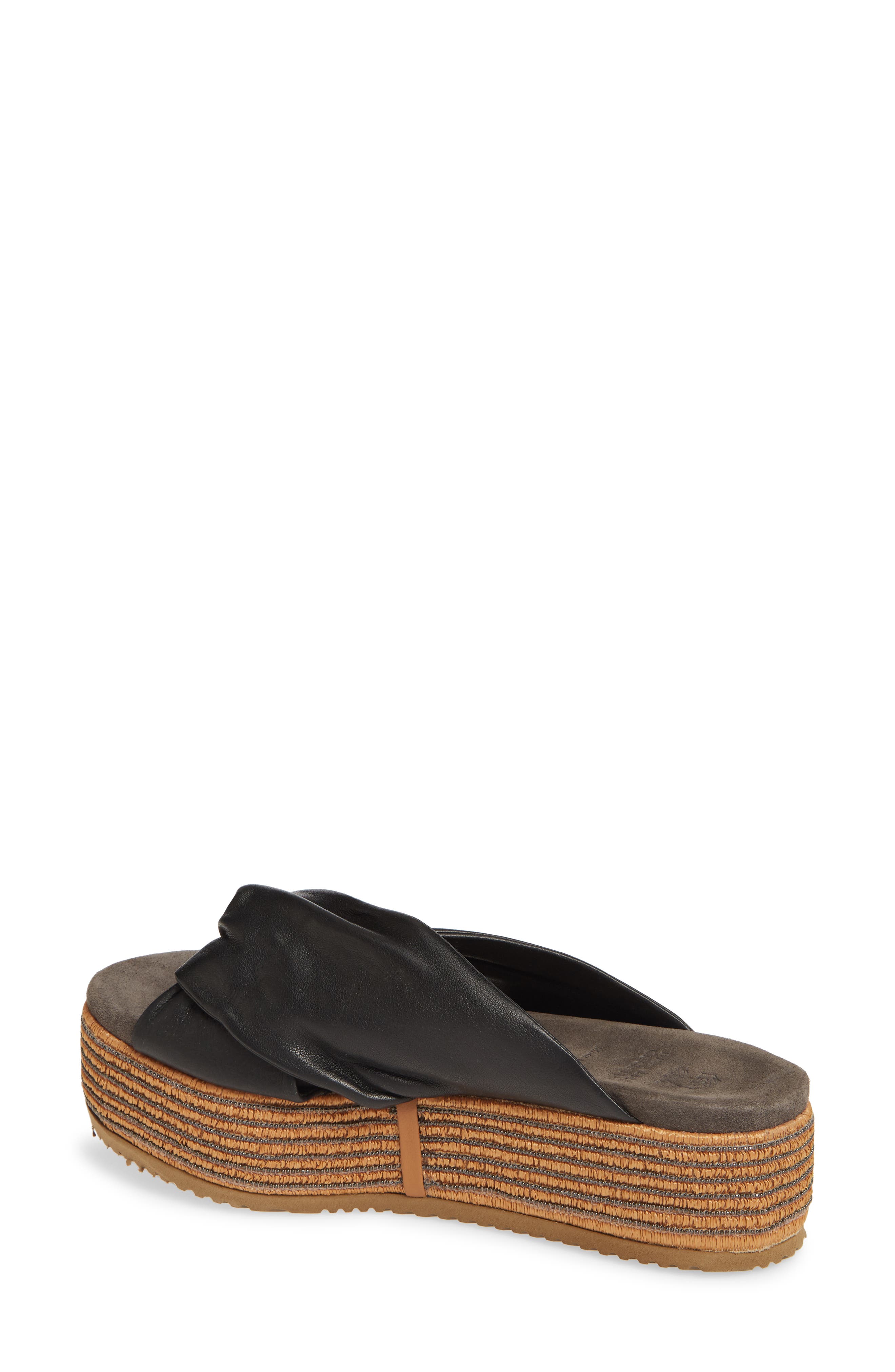 Brunello Cucinelli Raffia Platform Slide Sandal, Alternate, color, 