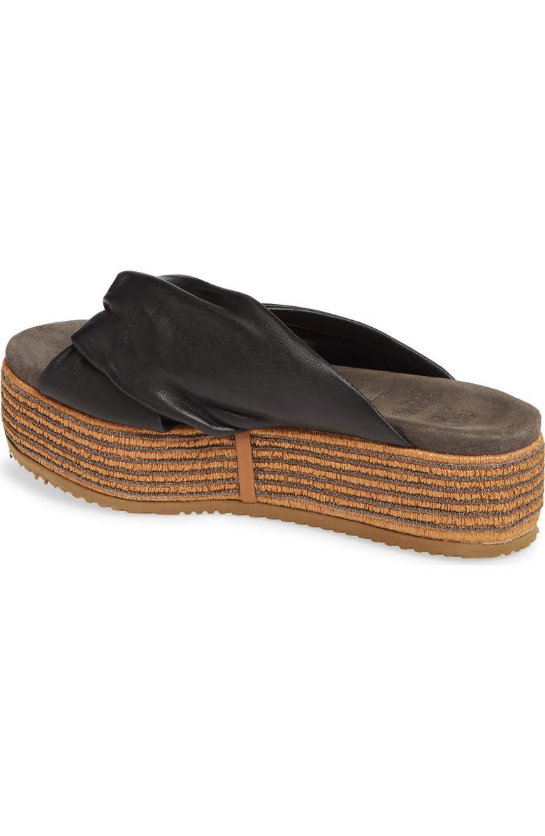 Brunello Cucinelli Raffia Platform Slide Sandal, Alternate, color,