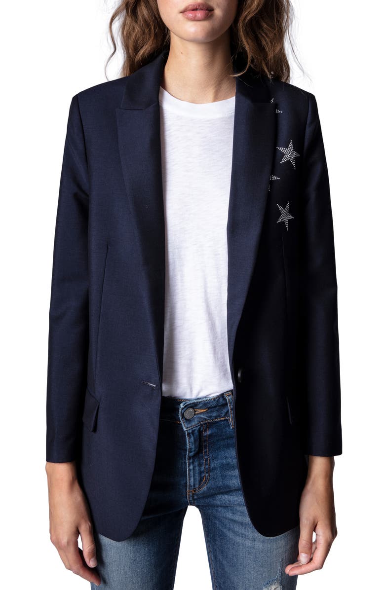 Zadig 
Voltaire Viva Strass Stars Wool Blazer, Main, color, 