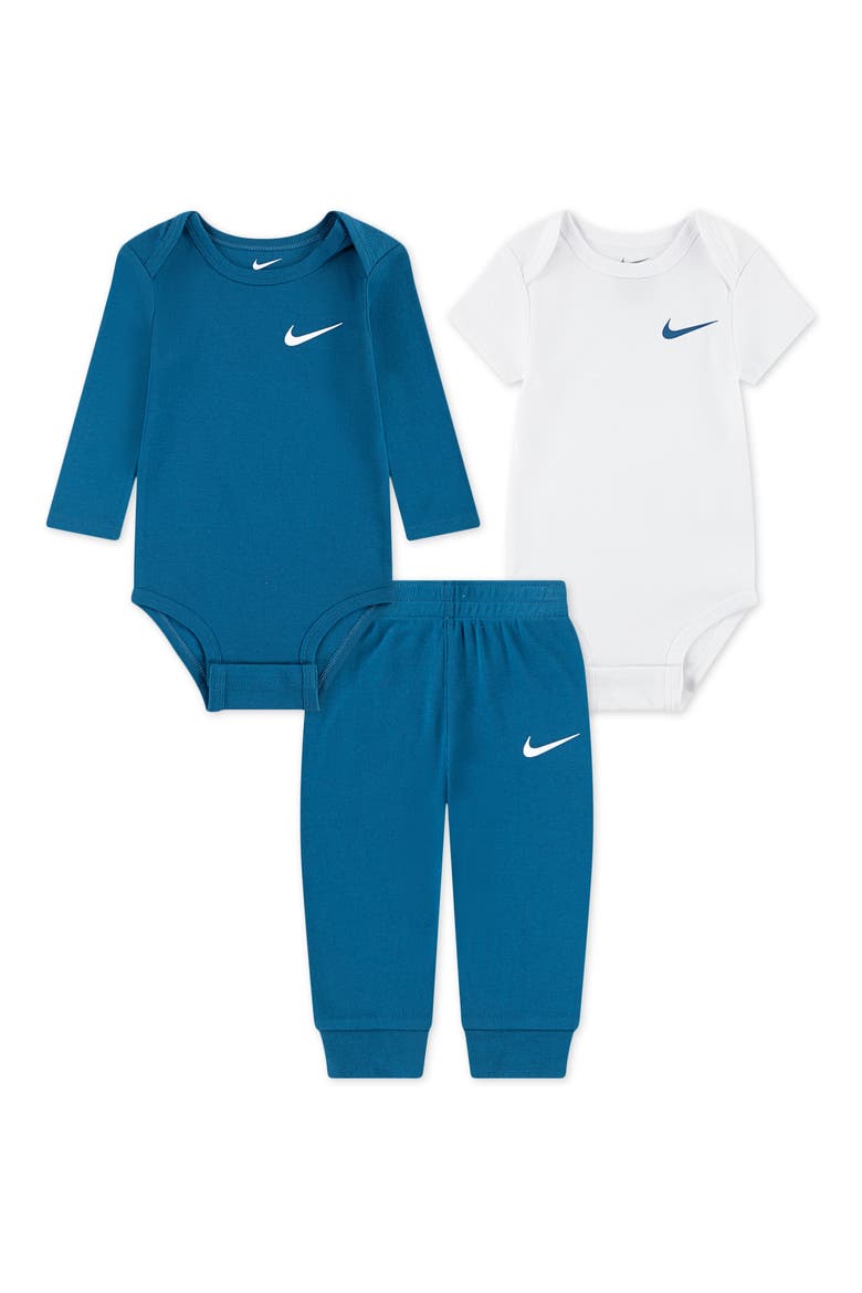 Solid 3-Piece Bodysuits & Joggers Set, Main, color, BLUE/GREEN ABYSS