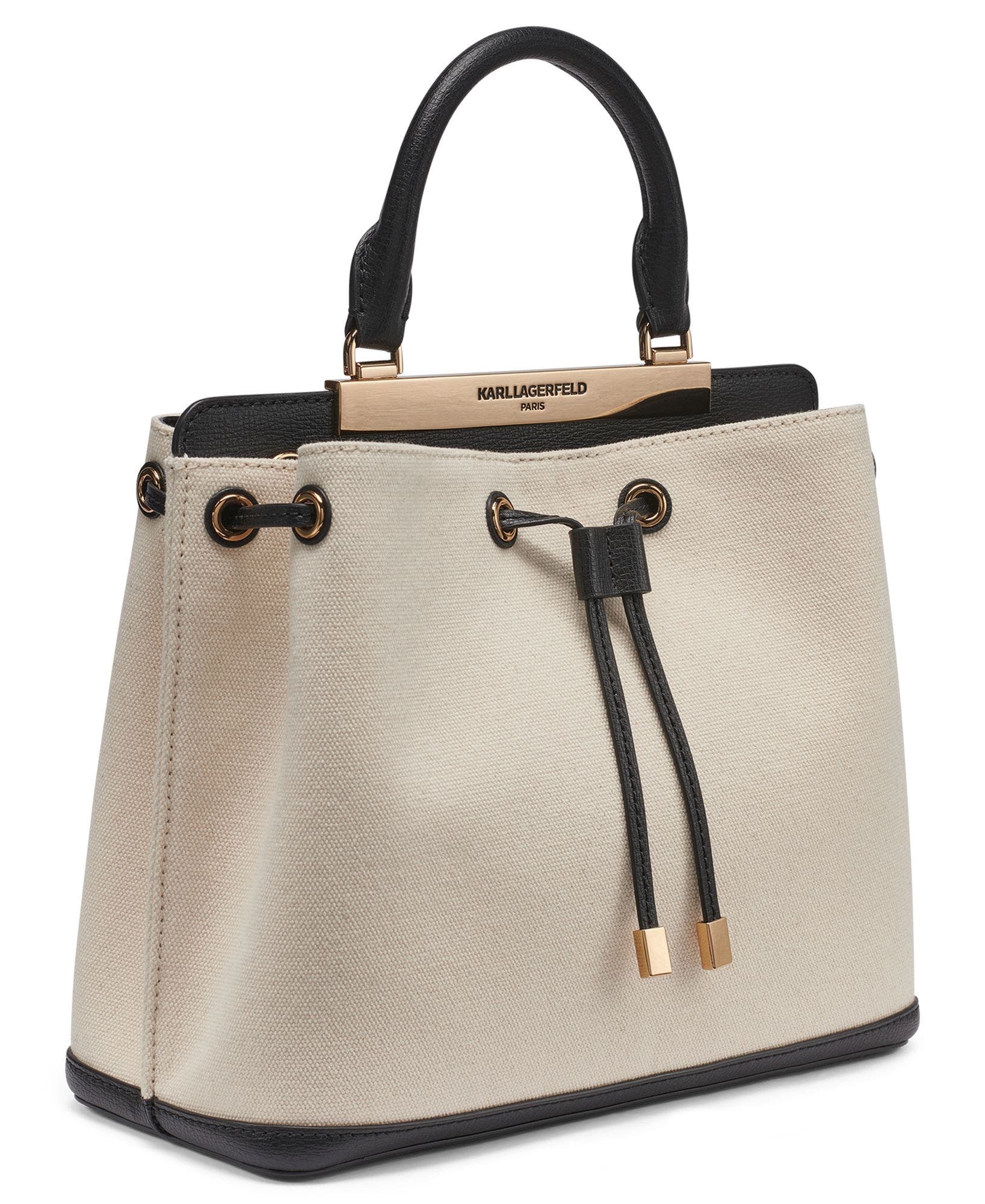Evelina Canvas Bucket Bag, Alternate, color, Natural/Black
