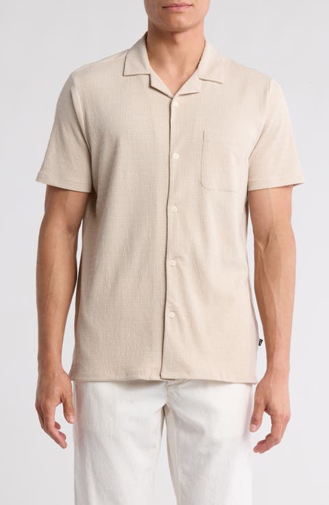 Waffle Texture Button-Up Shirt