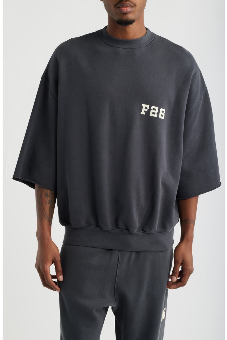 Three-Quarter Sleeve Sweatshirt, Main, color, WASHED IRON GREY