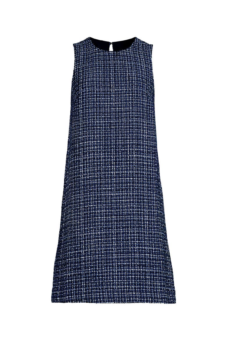 Washable Tweed Sleeveless Above the Knee Dress, Alternate, color, Navy/Blue/Ivory Tweed