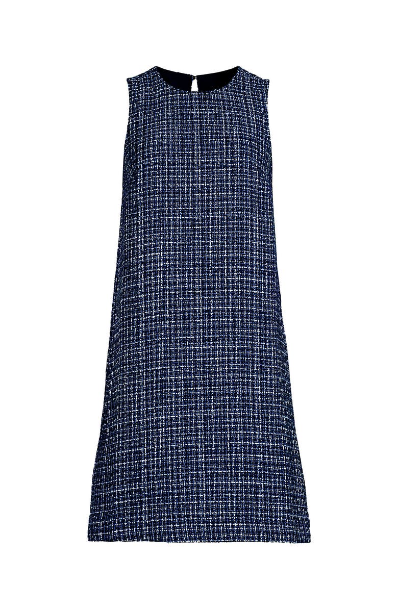 Lands' End Washable Tweed Sleeveless Above the Knee Dress, Alternate, color, Navy/Blue/Ivory Tweed