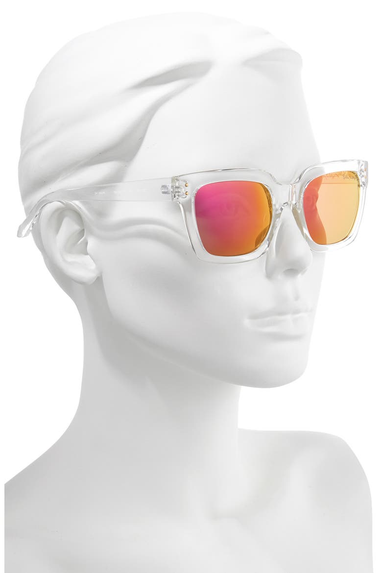 Lilly Pulitzer Celine 54mm Polarized Square Sunglasses, Alternate, color, CRYSTAL CLEAR/ PINK MIRROR