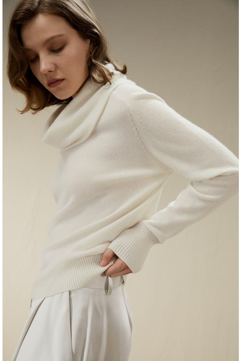 Women's Cashmere Cowl Neck Sweater, Alternate, color, White