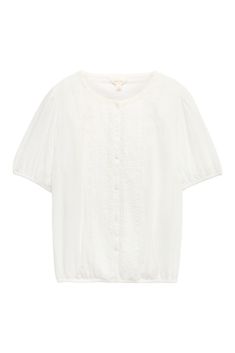 Pintuck Lace Inset Top, Alternate, color, SOFT WHITE