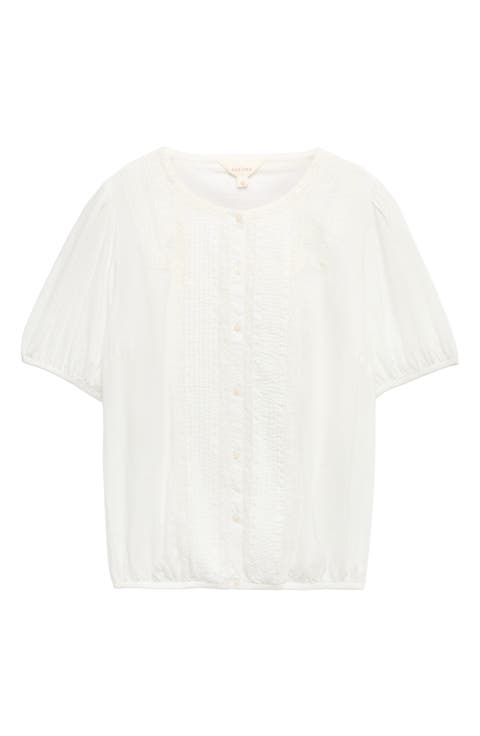 Pintuck Lace Inset Top