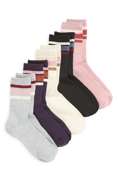 Nordstrom Assorted 5-Pack Waffle Crew Socks in Stripe Multi 