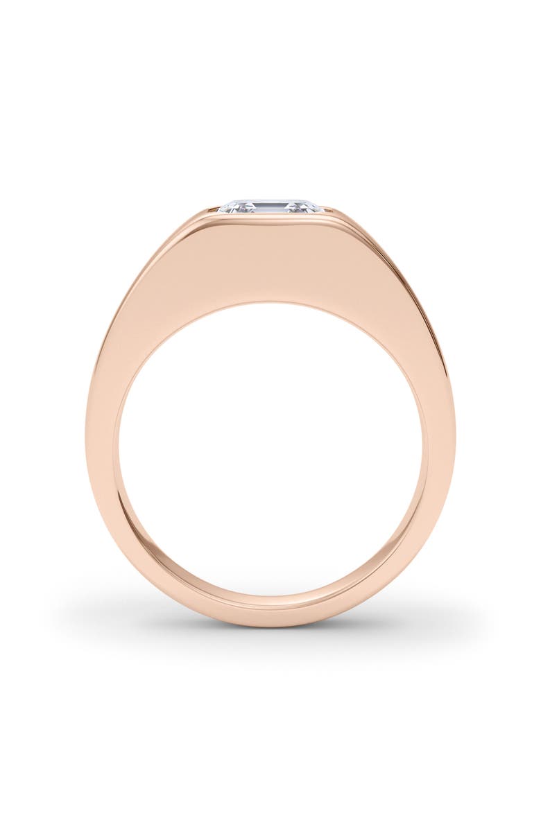 HauteCarat Men's Asscher Cut Lab Created Diamond Signet Ring, Alternate, color, 2.00 Ctw 18K Rose Gold