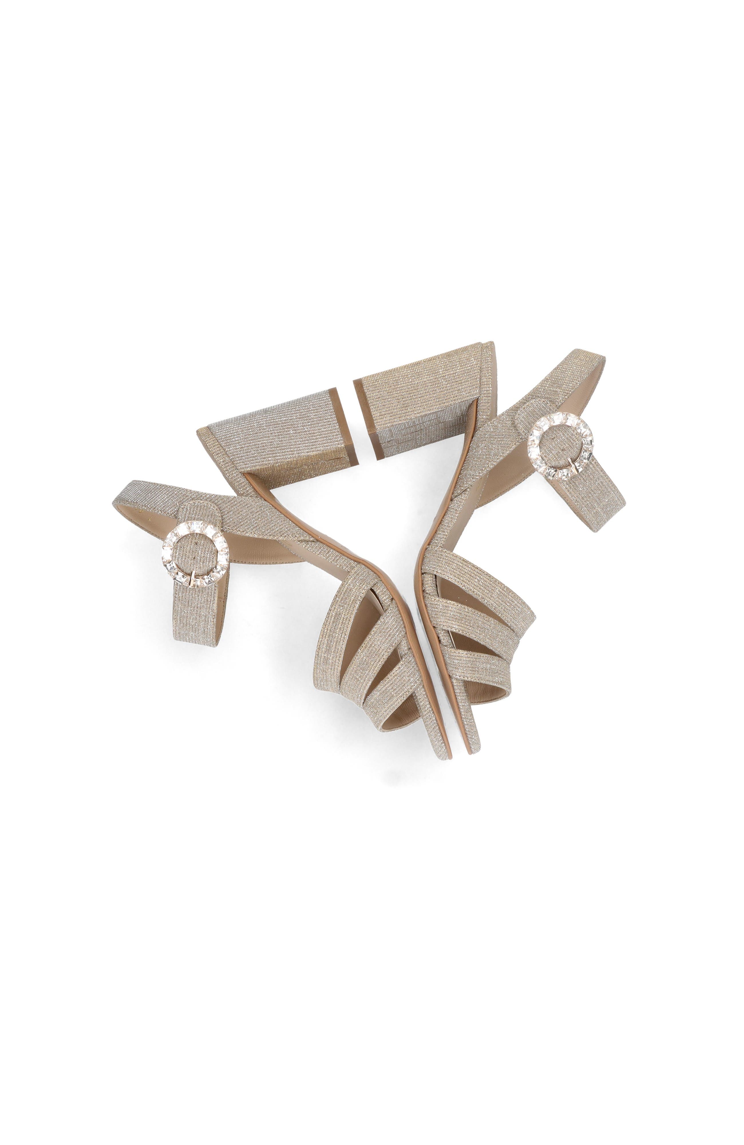 Block Heel Glitzy Buckle Sandal, Alternate, color, Metallic Gold