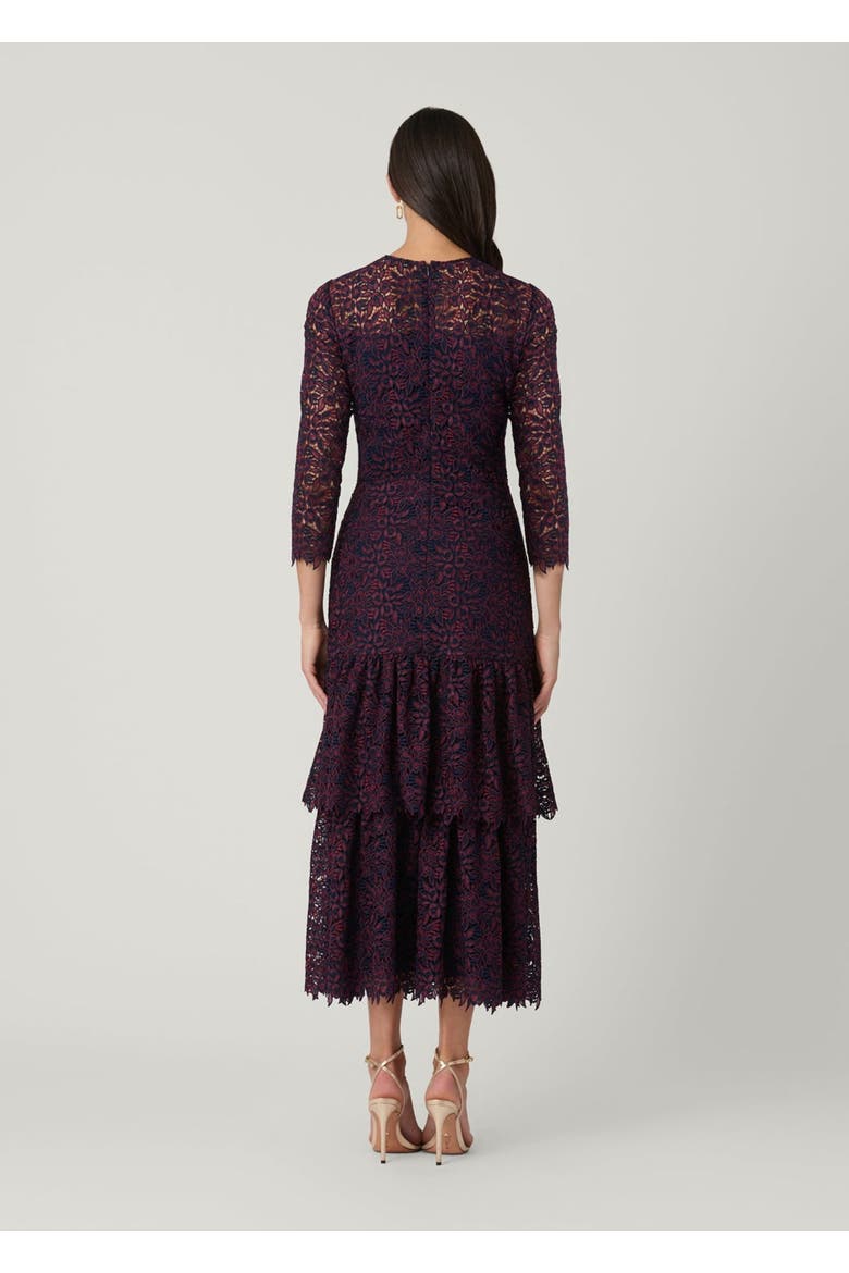 Midnight Angeline Two-tone Rose Lace Dress, Alternate, color, Bordeaux/Navy