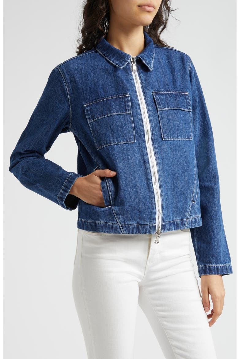 Elaine Zip Front Denim Jacket, Alternate, color, TORRENCE