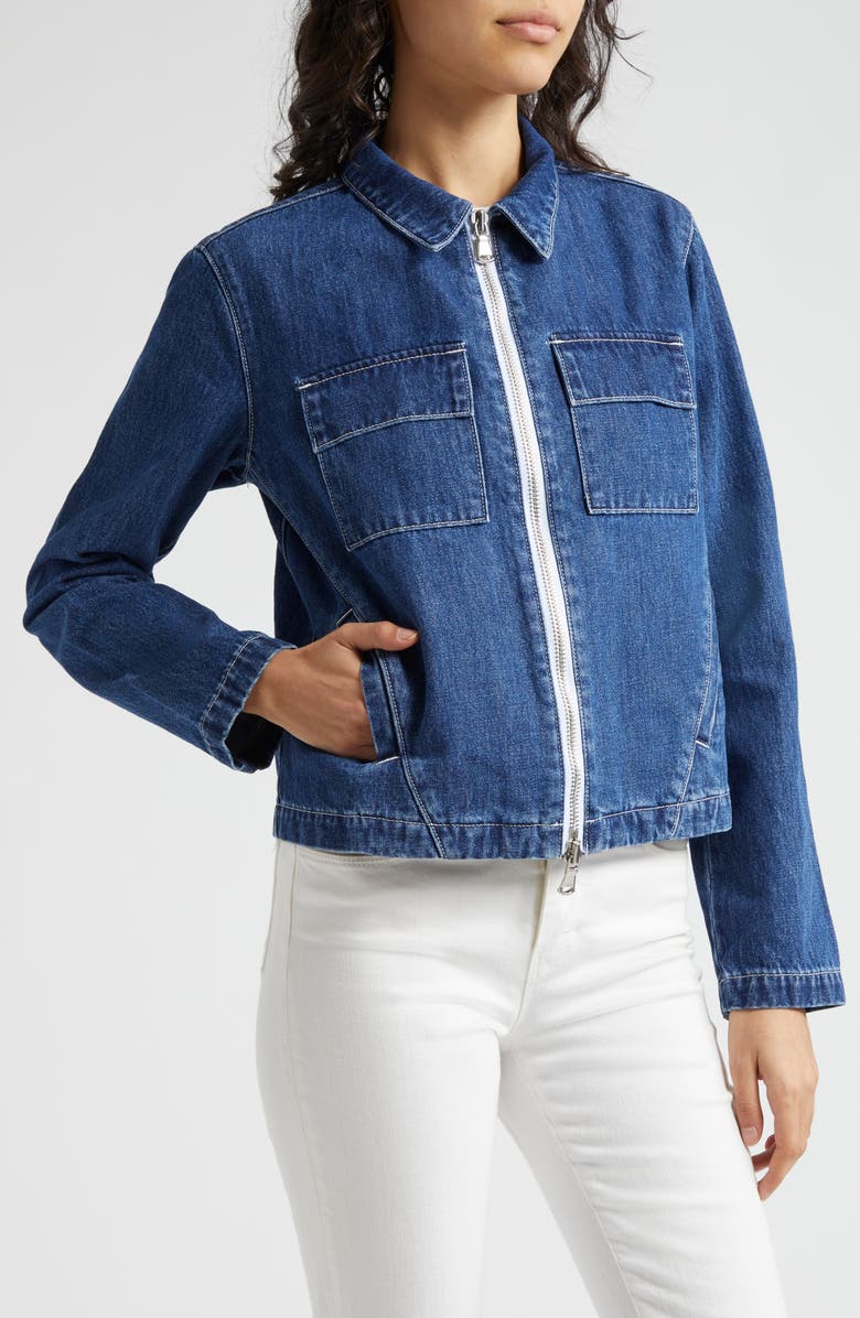 L'AGENCE Elaine Zip Front Denim Jacket, Alternate, color, Torrence