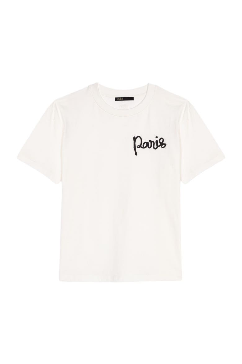 T-shirt with embroidered Paris logo, Alternate, color, White