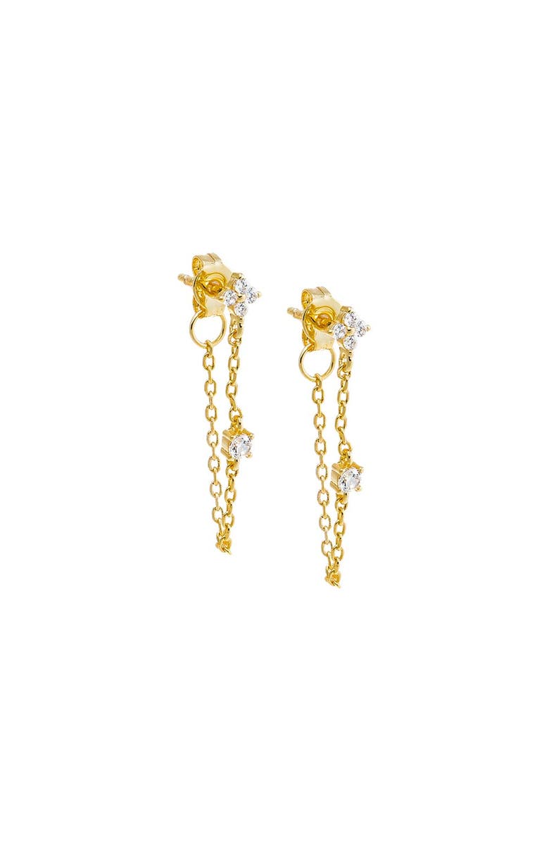 BY ADINA EDEN CZ Flower Chain Front Back Stud Earring, Main, color, Gold