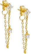 BY ADINA EDEN CZ Flower Chain Front Back Stud Earring
