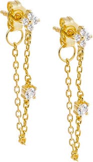 BY ADINA EDEN CZ Flower Chain Front Back Stud Earring