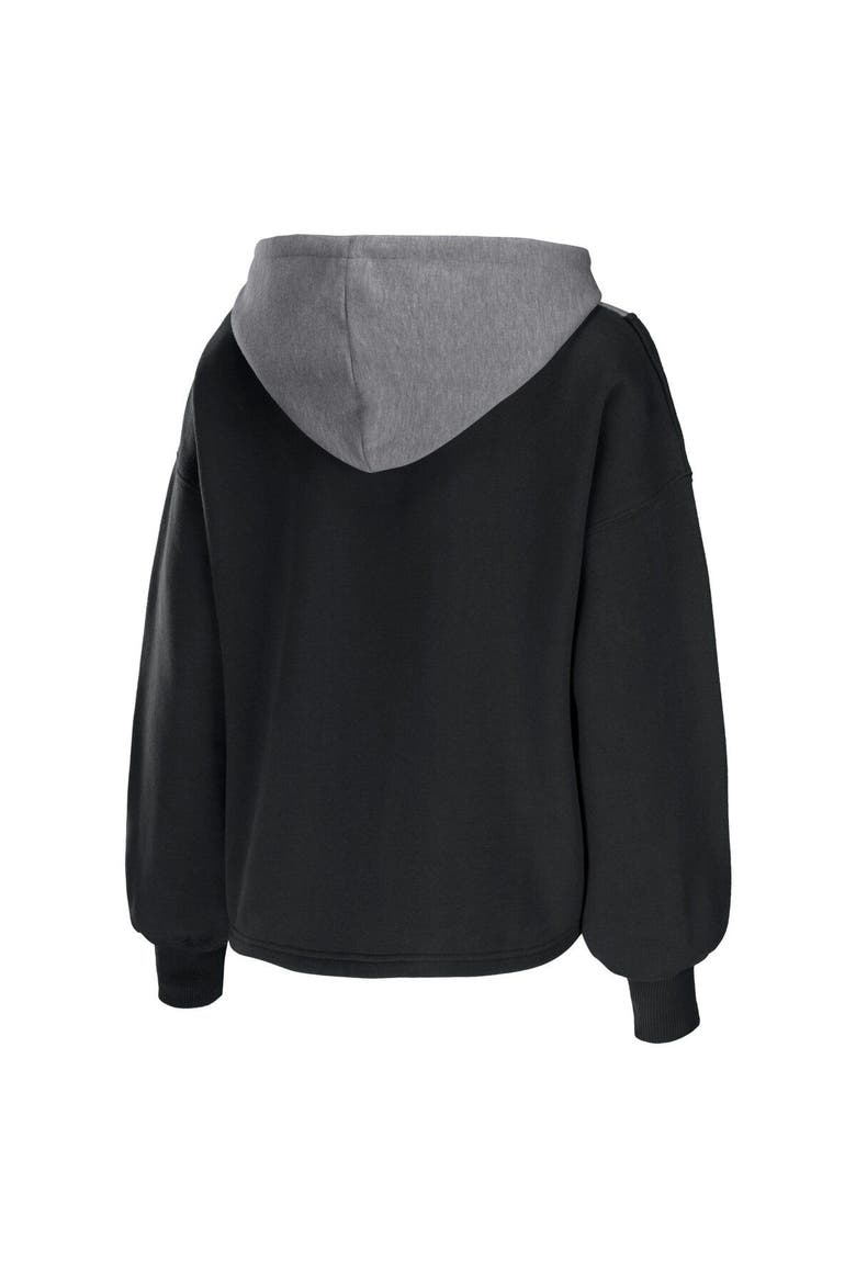 Women's WEAR by Erin Andrews Black Miami Heat Pieced Quarter-Zip Hoodie Jacket, Alternate, color, Black