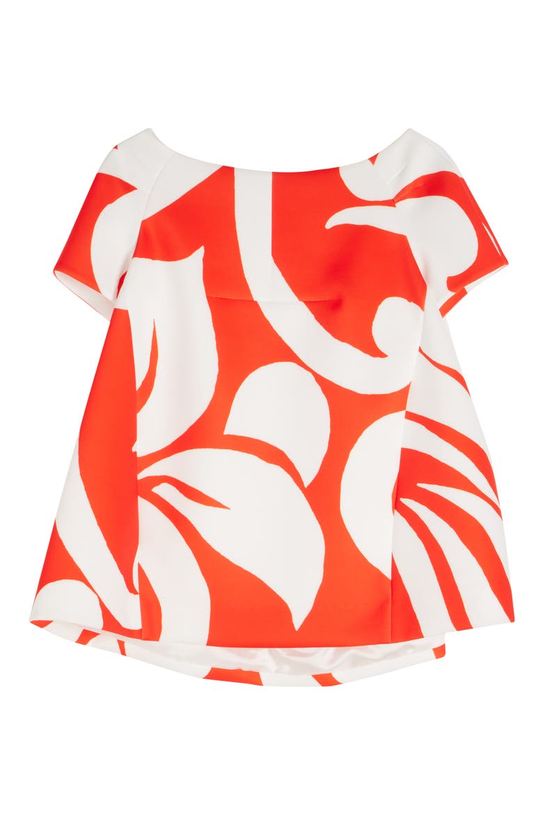 Cipa Giant Swirl Print Scuba Knit Trapeze Top, Alternate, color, RED
