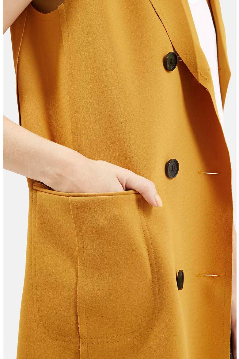 Sleeveless Double Breasted Jacket, Alternate, color, MUSTARD