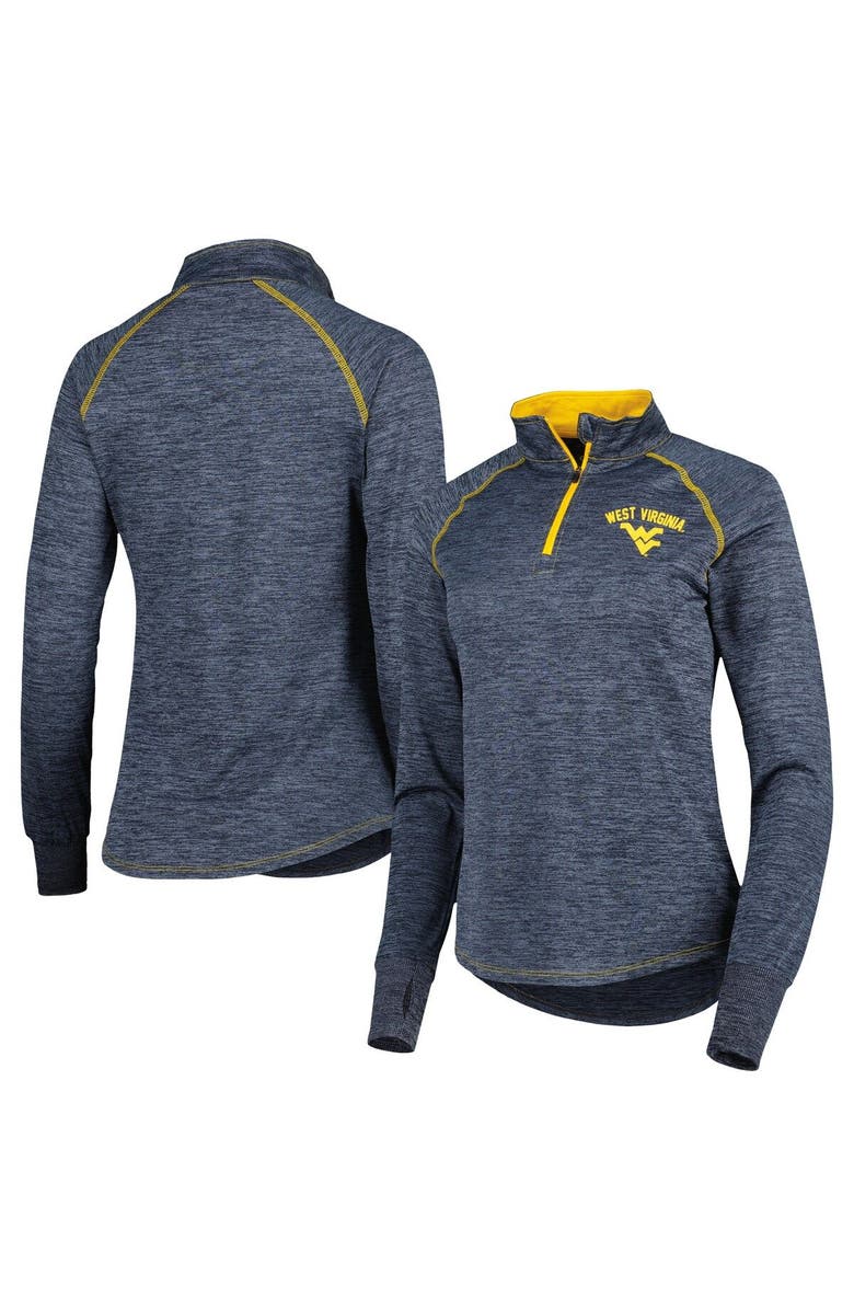 COLOSSEUM Women's Colosseum Navy West Virginia Mountaineers Bikram Lightweight Fitted Quarter-Zip Long Sleeve Top, Main, color, 