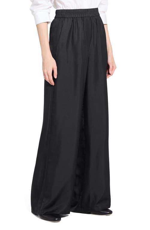 Theory Wide Leg Silk Pants In White