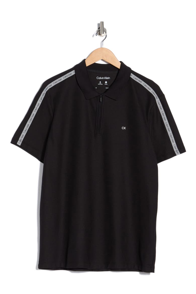 Logo Tape Zip Polo, Alternate, color, BLACK
