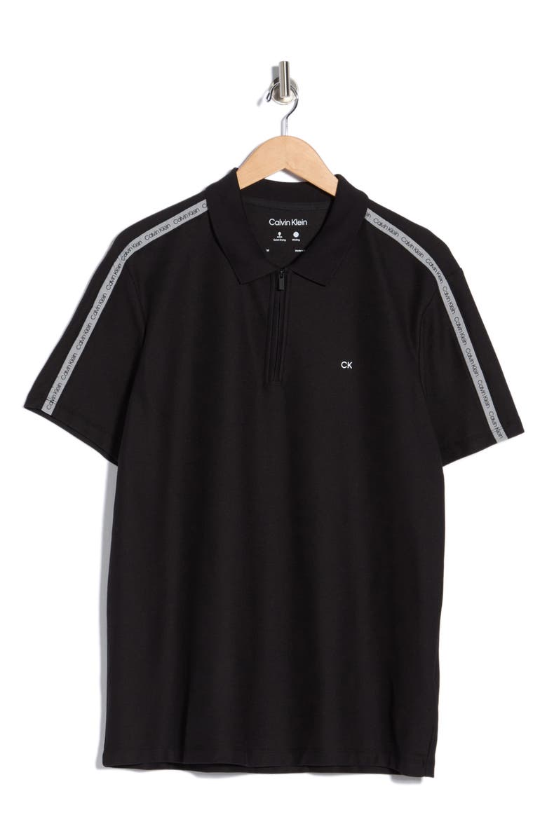 Calvin Klein Logo Tape Zip Polo, Alternate, color, Black