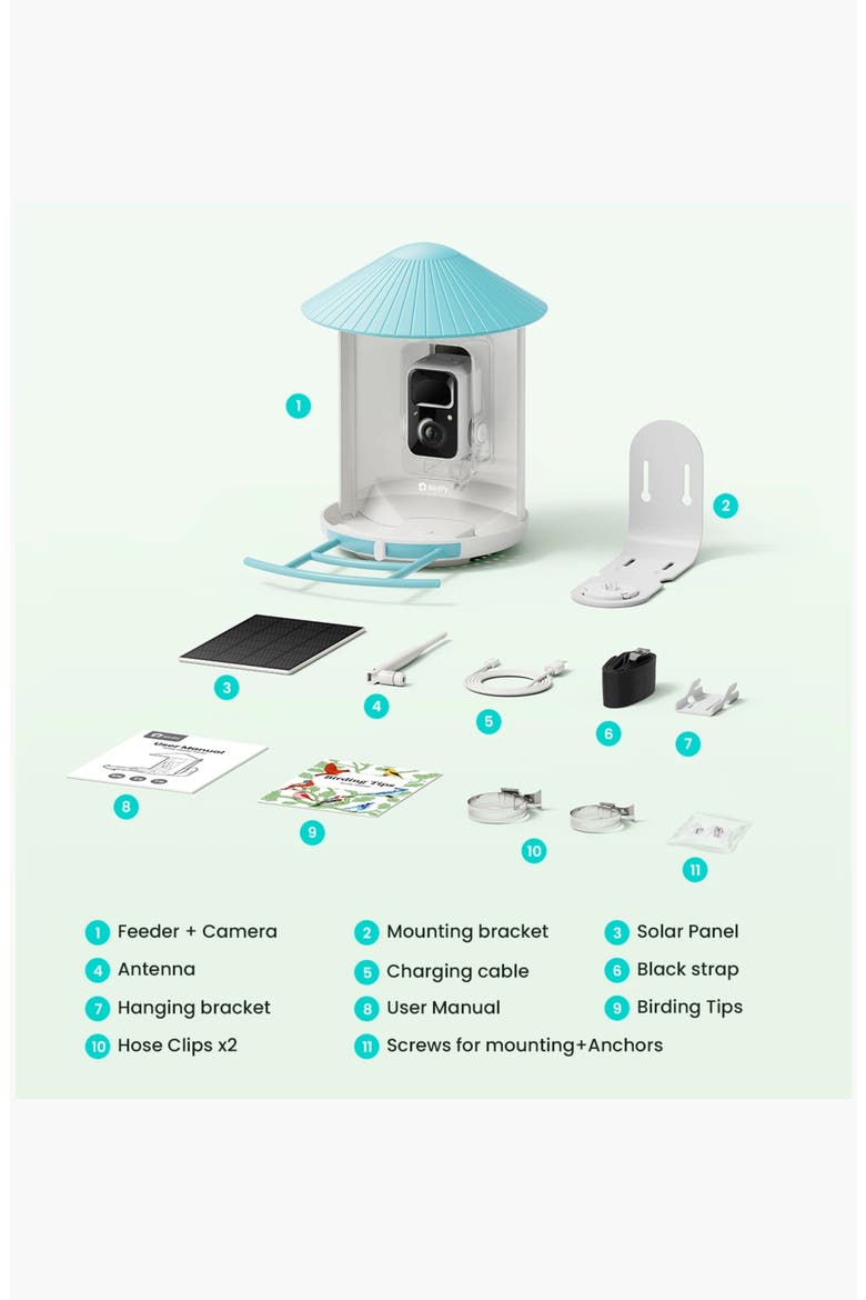 Smart Bird Feeder with Camera, Alternate, color, BLUE